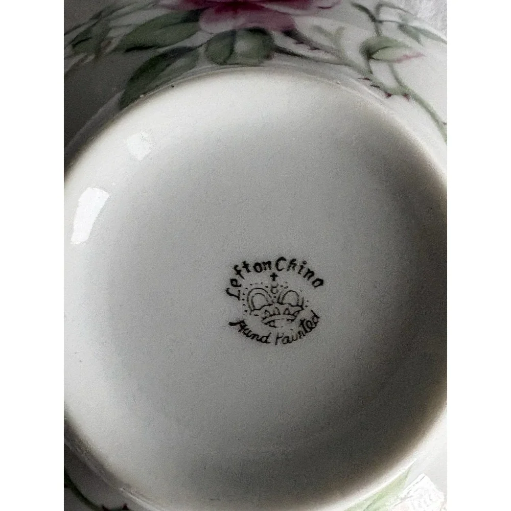 VTG Lefton English Bone China Pink Rose Mother Coffee TeaCup and Saucer‎ Boho LG